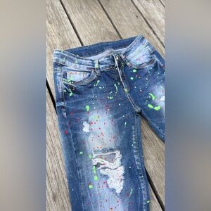 Hand-Painted Paint Splatter Skinny Jeans – Size 0 (XS)